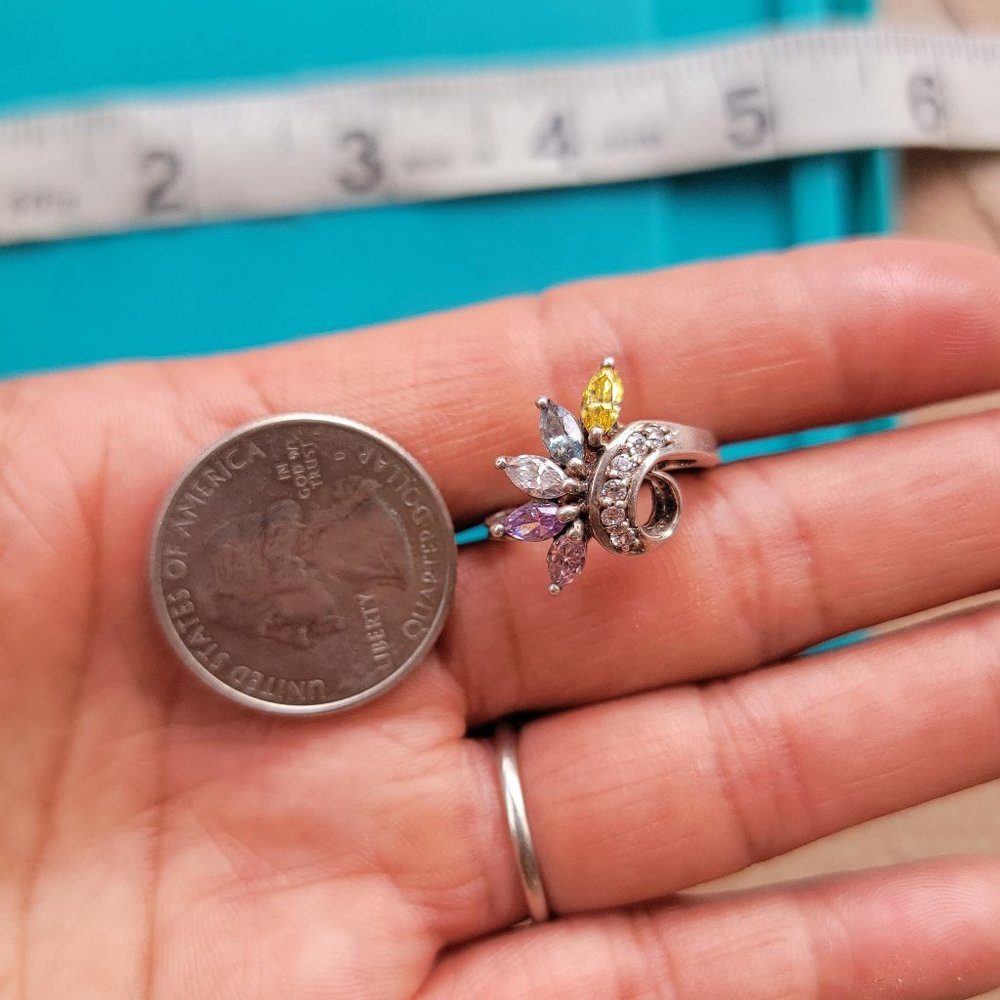 Absolutely stunning marquise prong set multi-colored gemstones 925 sterling ring - Picture 10 of 15